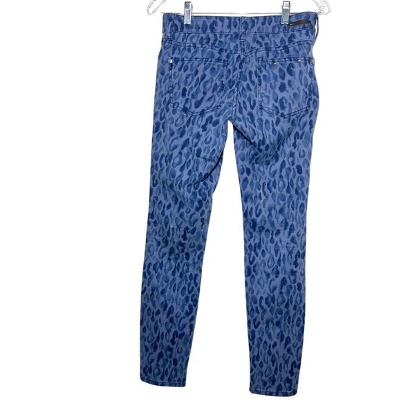 Anthropologie Pilcro Mid-Rise Blue Leopard Skinny Jeans - Picture 2 of 9